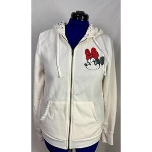Vintage Disney Minnie Mouse Zip Hoodie | Cream White | Women’s Medium